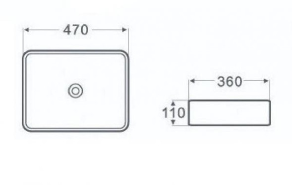 NOFER Раковина накладная прямоугольная 470x360x110 мм QTRO47 23509 белый