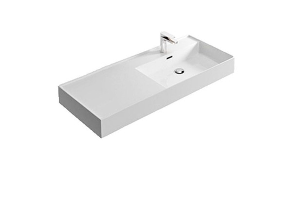 Hidra Kiub, накладная/подвесная прямоугольная раковина 121x46x12h см, чаша справа, цвет белый матовый