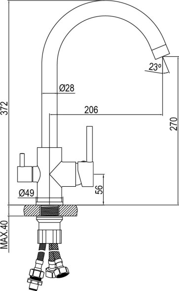 AQG DUO, смеситель для кухни с фильтром,излив закругленный цвет черный матовый