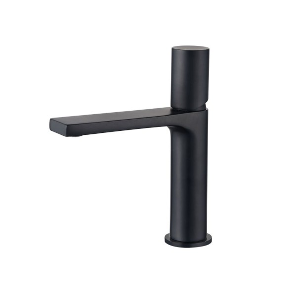 AQG Tube, однорычажный смеситель для раковины (излив 12 см), без донного клапана, цвет черный матовый