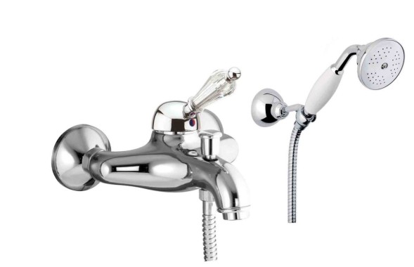 Fiore Imperiale Sky, однорычажный смеситель для ванны (излив 17,9 см), с набором для душа, цвет хром - Swarovski