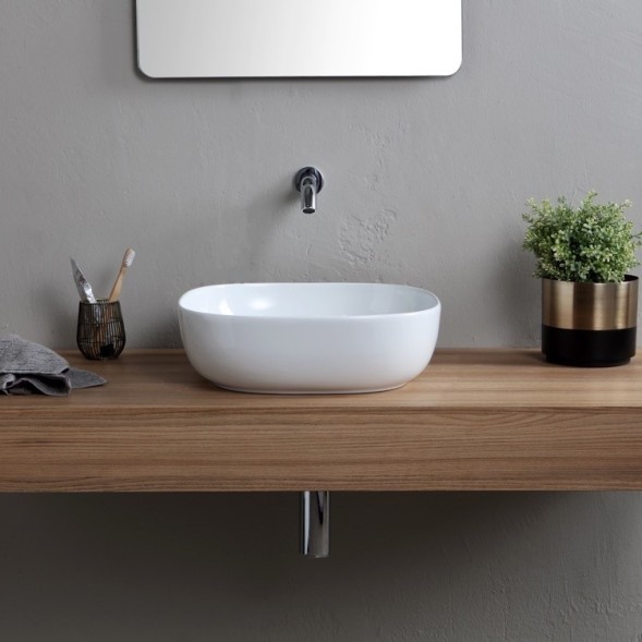 Раковина Scarabeo GLAM накладная без перелива без отверстий цвет белый 1806