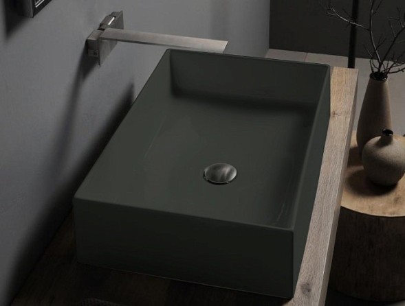 Раковина Scarabeo TEOREMA 2.0 накладная без перелива без отверстий цвет черный матовый с антибактериальным и грязеотталкивающим покрытием BIOKER 5101 49 BK
