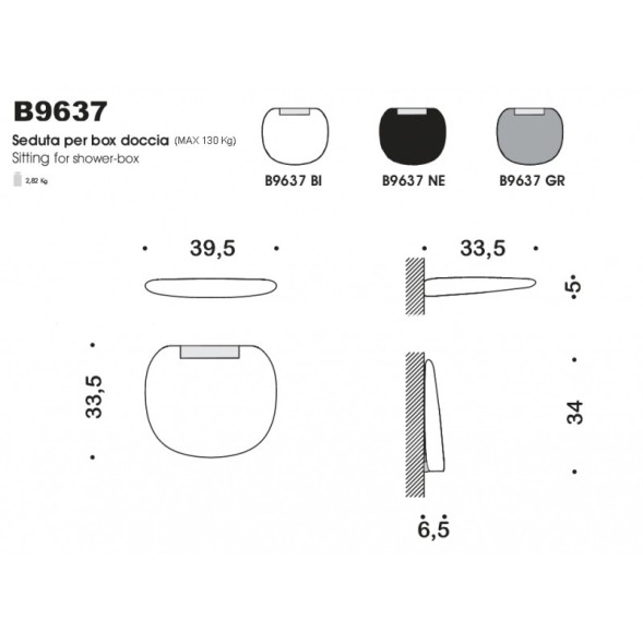Сиденье для душа COLOMBO DESIGN SEDILI B9637 настенное цвет белый