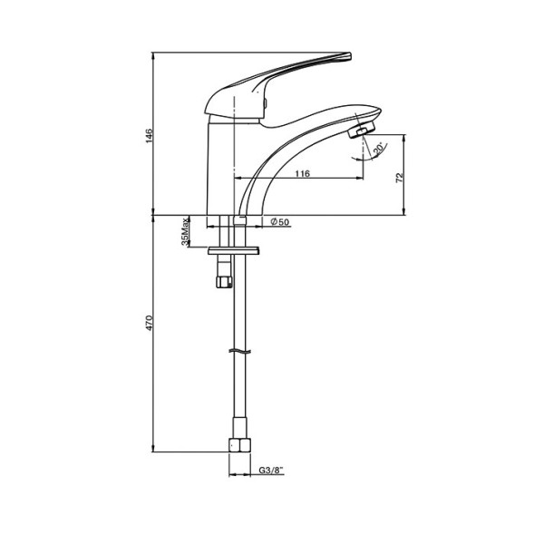 Paini Смеситель для раковины Trento без донного клапана, хром (CR)