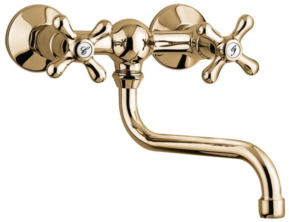 Emmevi Deco Classic, настенный двухвентильный кухонный смеситель (поворотный излив 23 см), бронза 12005S/BR