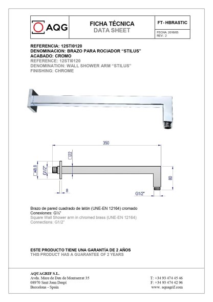 AQG, круглый кронштейн RCT для ручного душа со встроенным водоотводом, цвет черный матовый