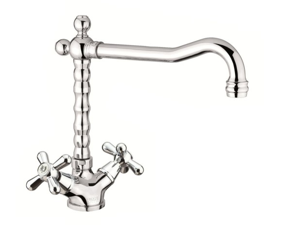 Fiore Margot, двухвентильный смеситель для кухни (поворотный излив 28 см), без донного клапана, цвет золото