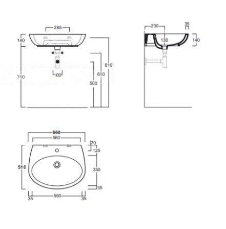 Раковина SIMAS BORMIO подвесная с одним отверстием цвет белый BR10