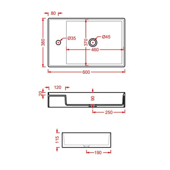 Раковина Artceram Scalino накладная  с одним отверстием цвет белый матовый SCL003 05 00