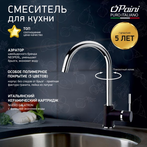 Paini Смеситель для кухни Cox, хром (CR)
