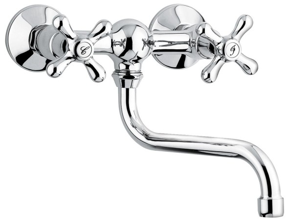 Emmevi Deco Classic, настенный двухвентильный кухонный смеситель (поворотный излив 23 см), цвет хром 12005S/CR