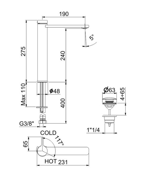 Смеситель для раковины Webert Coral CO830402560. черный