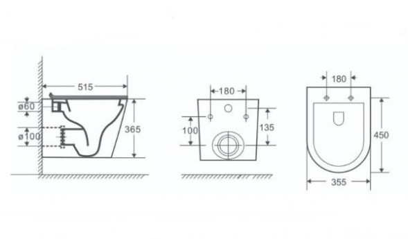 NOFER Унитаз подвесной, сиденье s/close  Nantes 515x355мм 23031 матовый чёрный