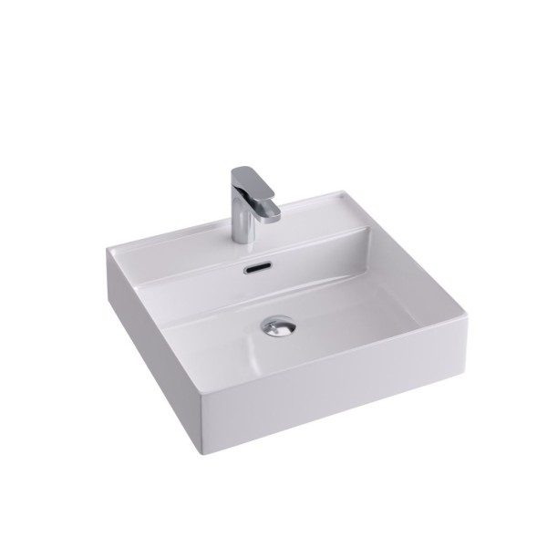 Hidra Kiub, накладная/подвесная прямоугольная раковина 51x46x12h см, цвет белый глянцевый