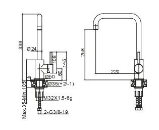 AQG INOX LITE, смеситель для кухни с загнутым поворотным изливом цвет, нержавеющая сталь