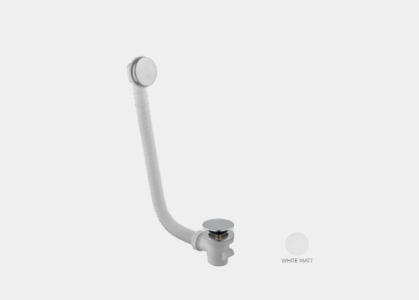 Слив-перелив, Fima Carlo Frattini, Complementi Bagno, для ванны, Click-Clack, без сифона, цвет-белый матовый