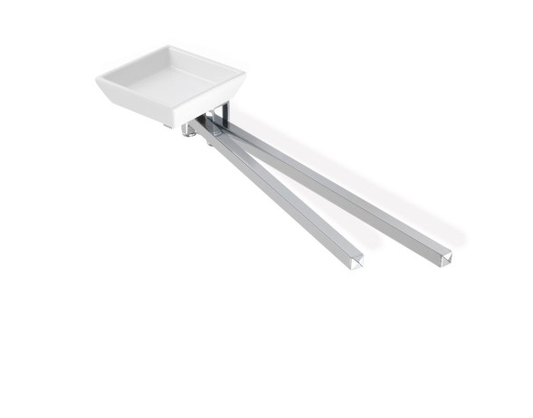 Stil Haus Urania, полотенцедержатель двойной поворотный + кер. мыльница, цвет хром - белая керамика