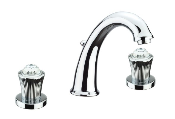 Fiore Venere Sky, двухвентильный смеситель для раковины на 3 отверстия, цвет золото - Swarovski