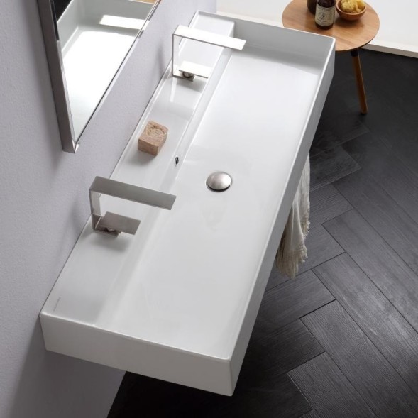 Раковина Scarabeo TEOREMA 2.0 подвесная или накладная с переливом с двумя отверстиями цвет белый 5107/R-120B