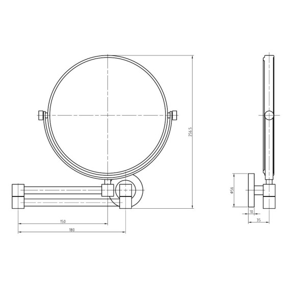 Зеркало LANGBERGER BURANO 70485 подвесное поворотное трехкратное увеличение без подсветки цвет хром