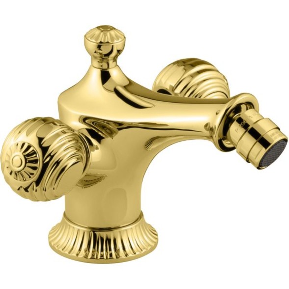 Emmevi The One Cloe, смеситель с донным клапаном для биде. Металлические ручки, цвет золото 98004/OR