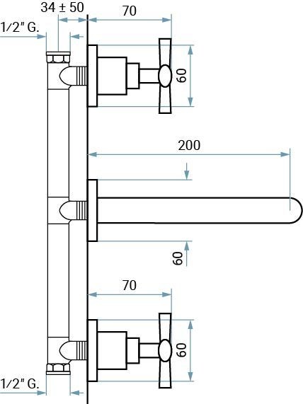 Emmevi Spirit New, встраиваемый в стену смеситель на 3 отверстия для раковины, цвет бронза 31155/BR