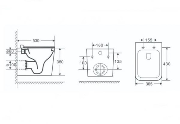 NOFER Унитаз подвесной, сиденье s/close 480x345 мм  ARLES 23040 белый