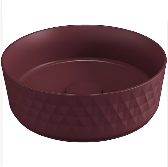 Раковина накладная ISVEA Davanti круглая 36см, без отверстия под смеситель цвет бордовый матовый 10NF67036-2R