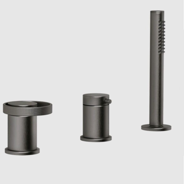 Gessi Смеситель для ванны и душа, Anello, на 2 потребителя, цвет Черный брашированный металл  63347#707