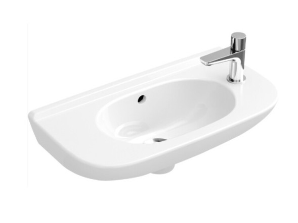 Villeroy&amp;Boch Раковина, O'Novo, шг 450*370, отверстия для смесителя-1, Clean Plus, AntiBac, цвет-альпийский белый (белый Alpin) 43444GT2