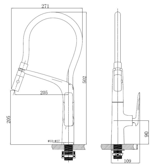 Смеситель для кухни Vincea VKF-115CH, хром