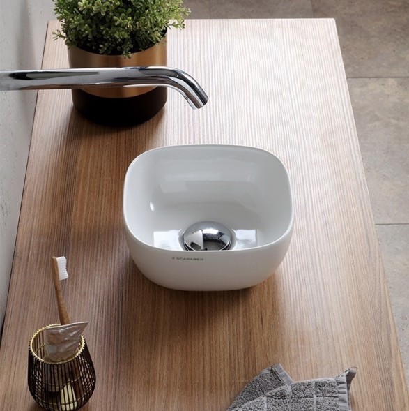 Раковина Scarabeo GLAM накладная без перелива без отверстий цвет белый 1809