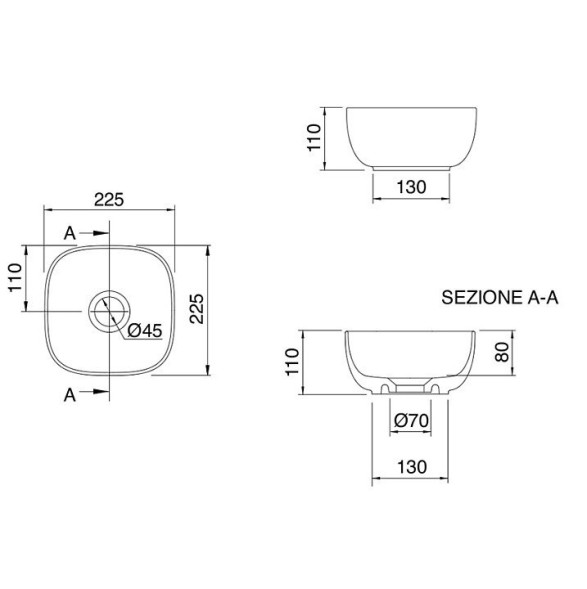 Раковина Scarabeo GLAM накладная без перелива без отверстий цвет белый 1809