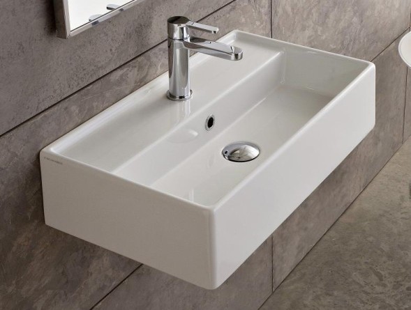 Раковина Scarabeo TEOREMA 2.0 подвесная или накладная с переливом с одним отверстием цвет белый 5001