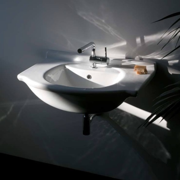 Раковина GALASSIA EGO 6015 подвесная с одним отверстием с переливом цвет белый глянцевый