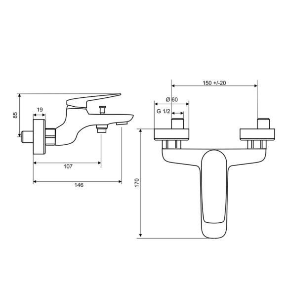 Paini LAYO111 Смеситель для ванны Лагуна , хром