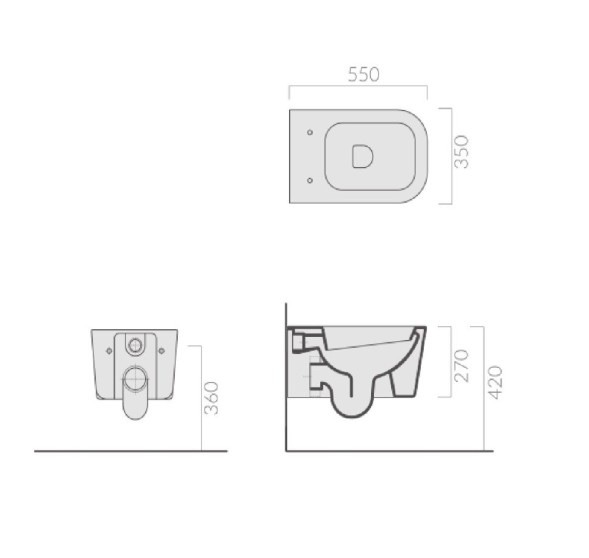 Унитаз GALASSIA Meg11 PRO 5486 NEMT подвесной без отверстий с крепежом цвет черный матовый