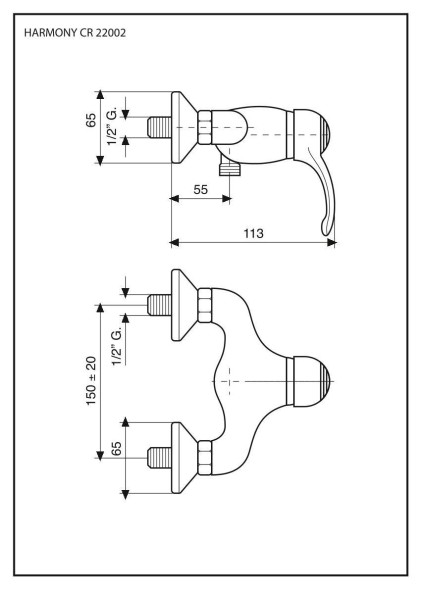 Emmevi Harmony, однорычажный смеситель для душа без набора для душа, цвет золото 22002/OR