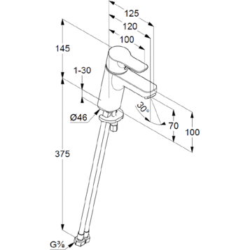 Смеситель KLUDI PURE&amp;EASY 370280565 для раковины на одно отверстие однорычажный без донного клапана
