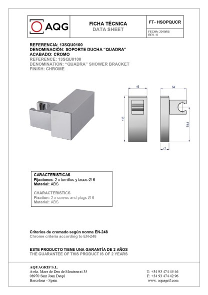 AQG Delta, однорычажный смеситель для ванны c набором для душа SETP, цвет хром
