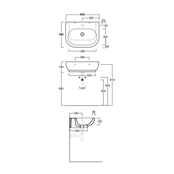 Раковина SIMAS E-Line подвесная с одним отверстием цвет белый EL10
