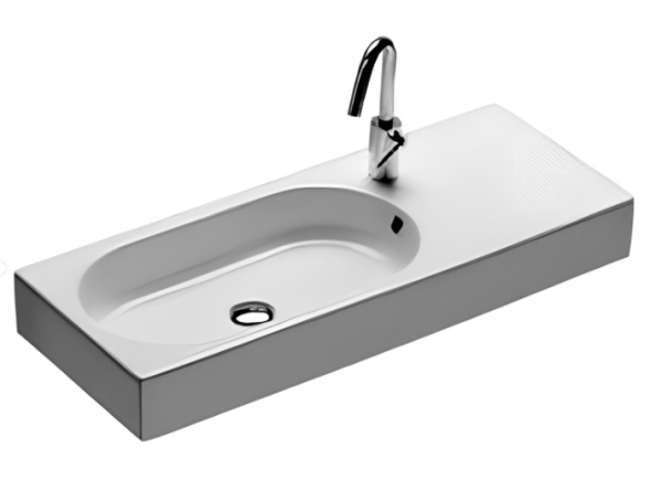 Раковина HATRIA AREA YXDL01 подвесная или на тумбу с одним отверстием с переливом цвет белый