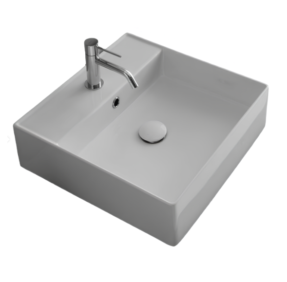 Раковина Scarabeo TEOREMA 2.0 подвесная или накладная с переливом с одним отверстием цвет белый 5105