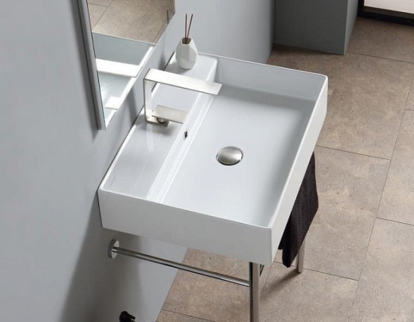 Раковина Scarabeo TEOREMA 2.0 подвесная или накладная с переливом с одним отверстием цвет белый 5105