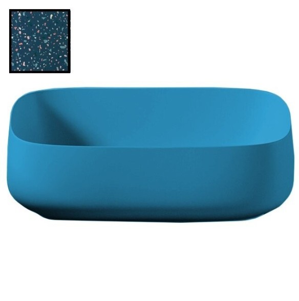 Раковина Artceram Cognac Quadro накладная без отверстий  цвет Dark terrazzo COL009 88 00