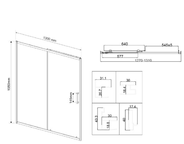 Vincea Душевая дверь Сити (City) VDS-5CT130CLGM, 1300, вороненая сталь, стекло прозрачное