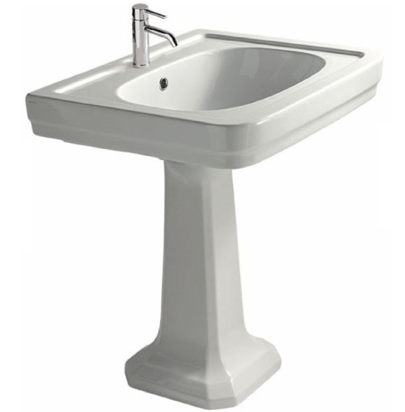 Раковина GALASSIA ETHOS 8400M подвесная или на пьедестал с одним отверстием с переливом цвет белый глянцевый