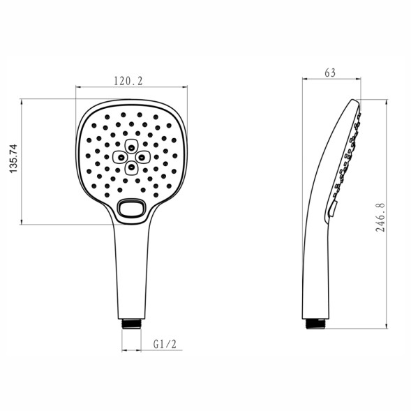 Paini PSCR155F3D120 Лейка для душа Пескара , 3 режима, хром