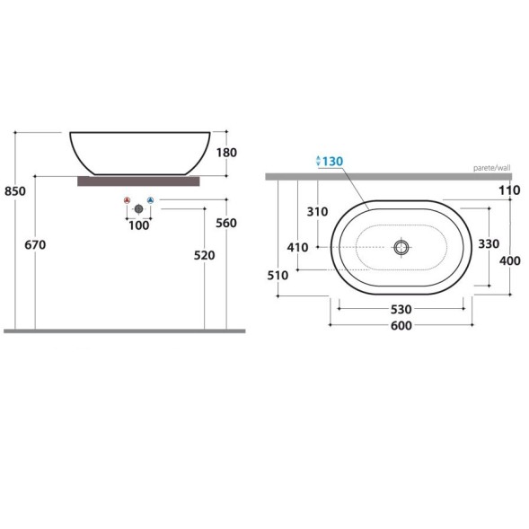 Раковина GLOBO FORTY3 на столешницу без отверстий цвет белый SC012BI